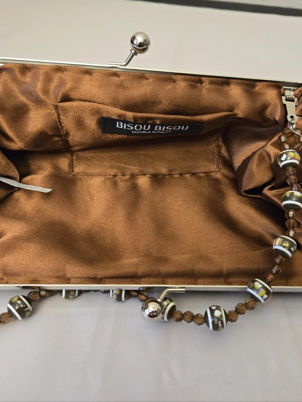 Bisou Bisou Women's Bronze  Handbag Romantic Formal Wedding Beaded throughput